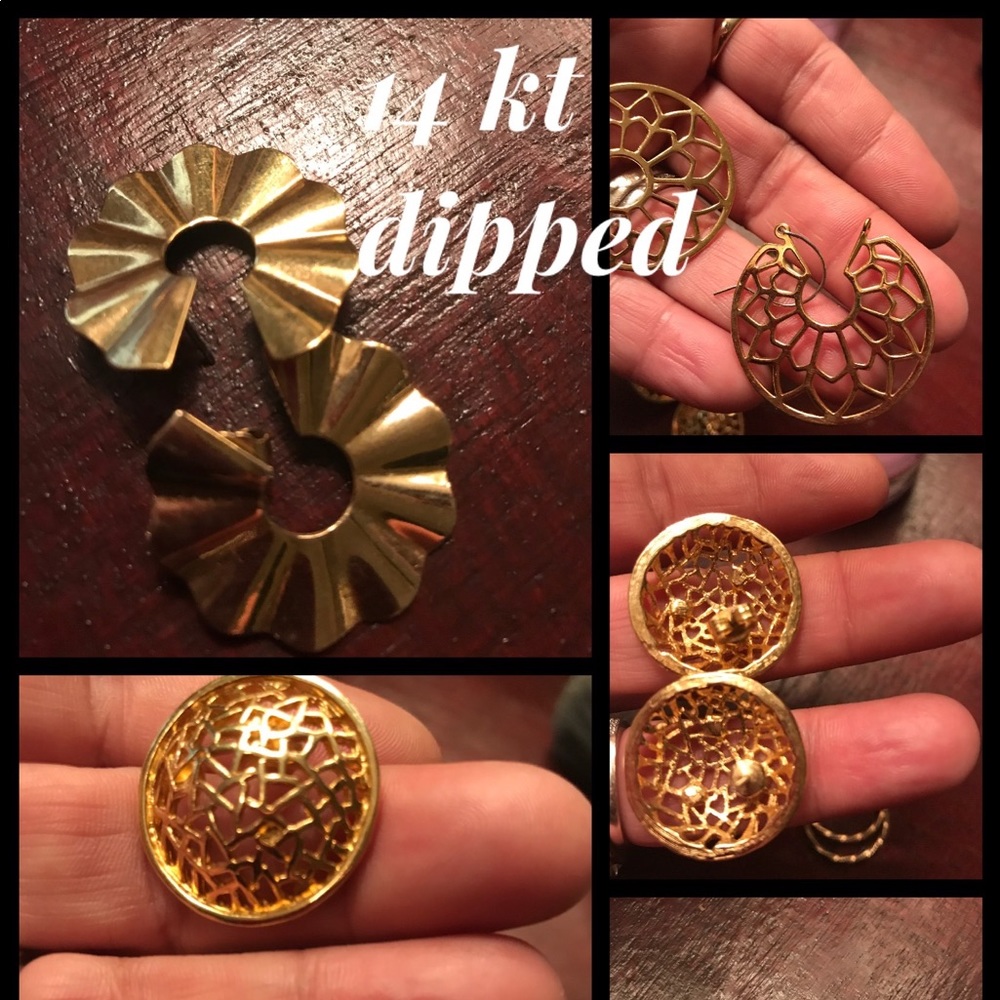 10 kt gold dipped 3 pairs all with diff/ details